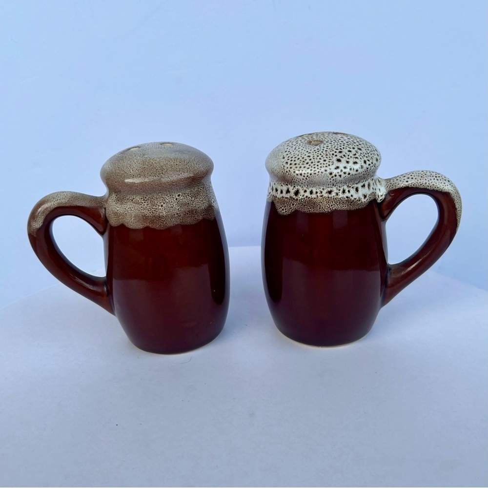Brown Ceramic Salt and Pepper Shakers Cottage Series